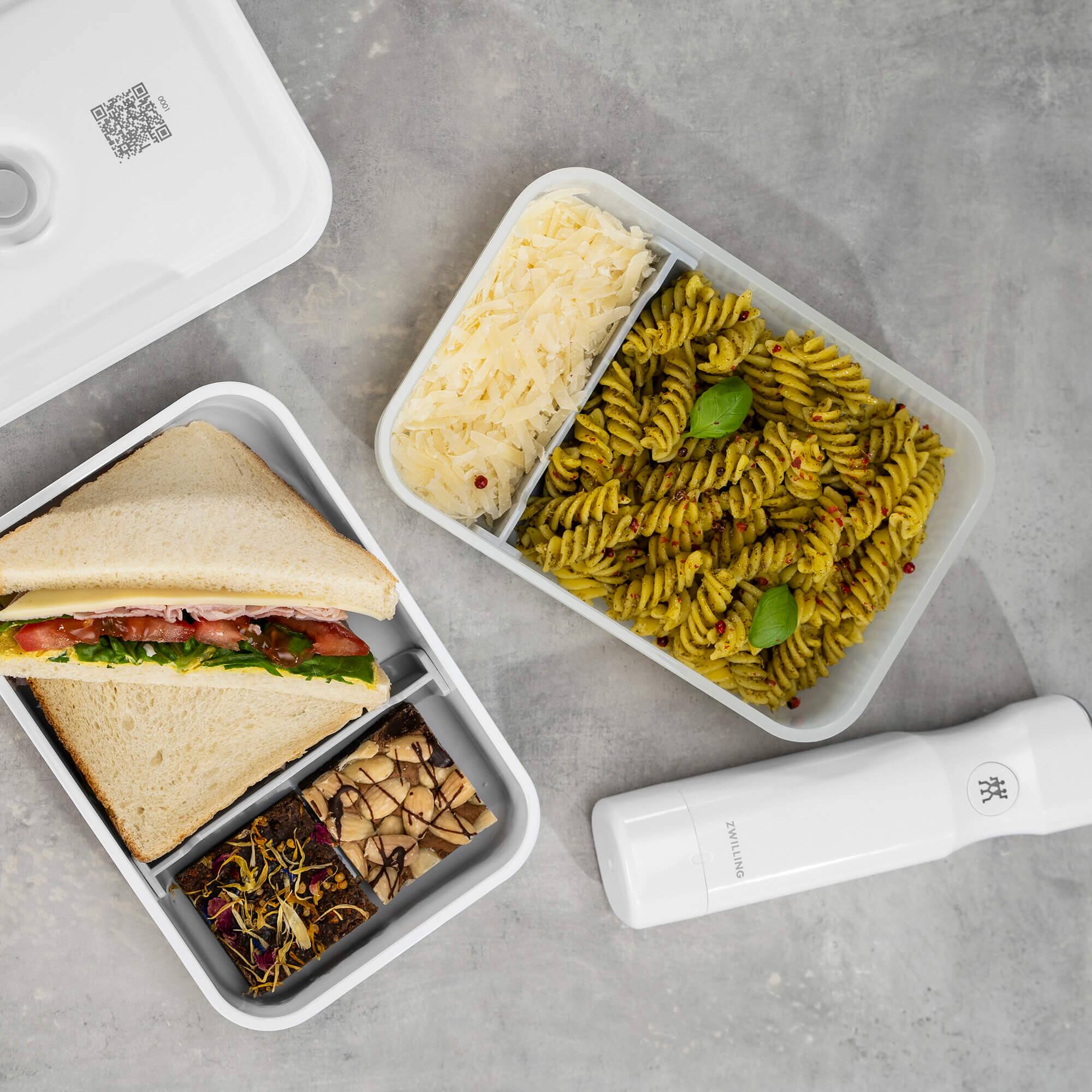 ZWILLING - Fresh & Save Plastic Flat Lunch Box, Airtight Food Container, Meal Prep Container, BPA-Free, Grey - Large - White - Thumbnail 3