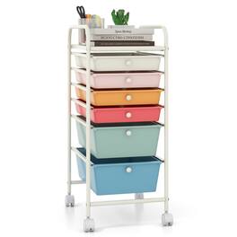 WELLFOR - 6 Drawer Rolling Storage Cart Organizer,Art & Craft Storage Cart Tools Scrapbook Paper Office School Organizer - Macaron
