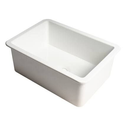 Front. Alfi - White 27" x 18" Fireclay Undermount / Drop In Firelcay Kitchen Sink - White.