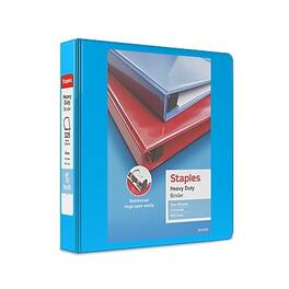 Staples - Heavy Duty 1 1/2" 3-Ring View Binder, D-Ring - Light Blue