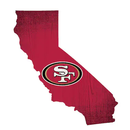 Front. Fan Creations - San Francisco 49ers 12" Logo State Sign - Multicolor.