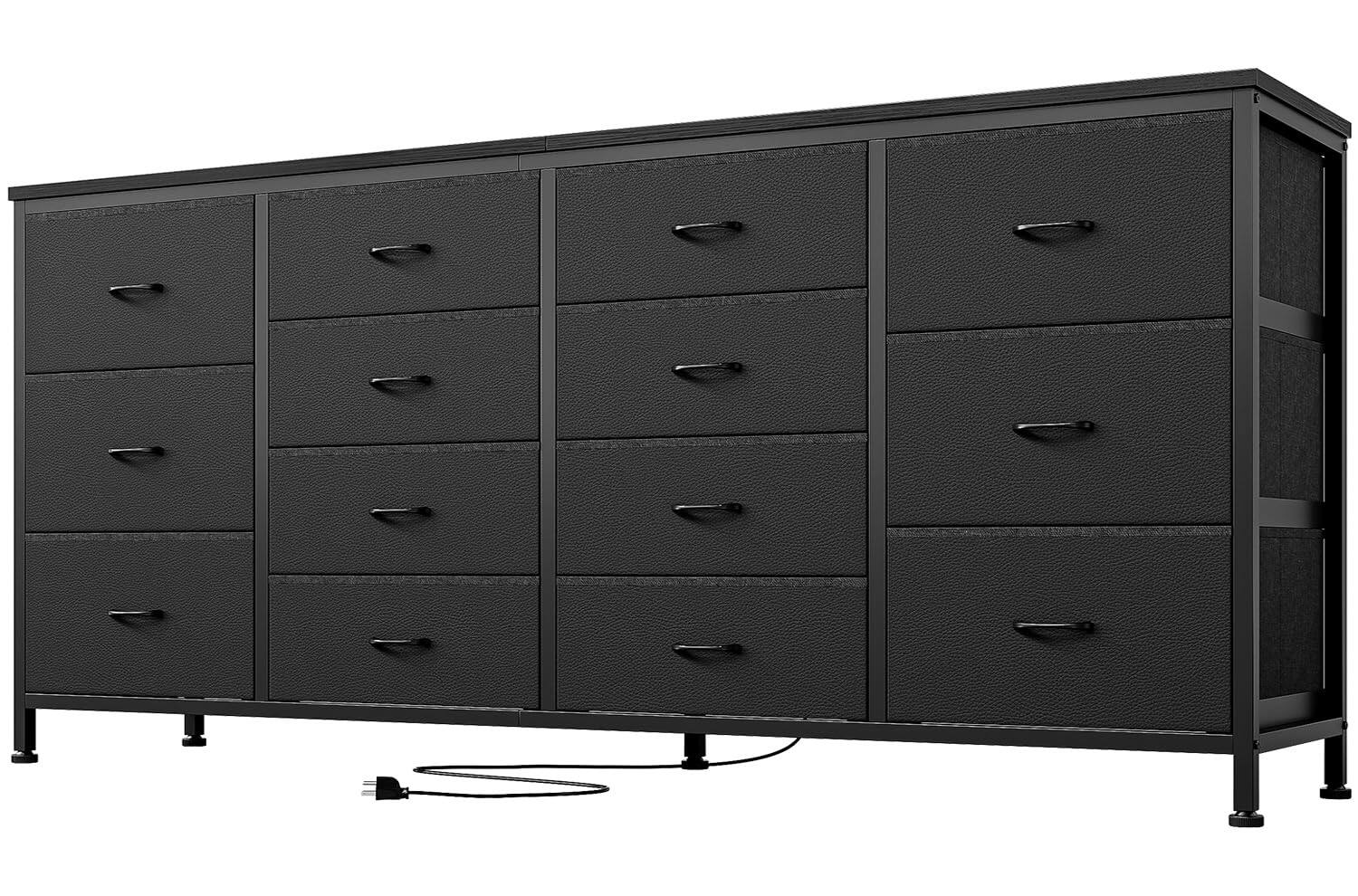 Alt View 5. GAOMON - GAOMON 63" W Dresser TV Stand for 65/70/75 Inch TV, 14 Drawer Entertainment Center with Power Outlets for Living Room - Black.