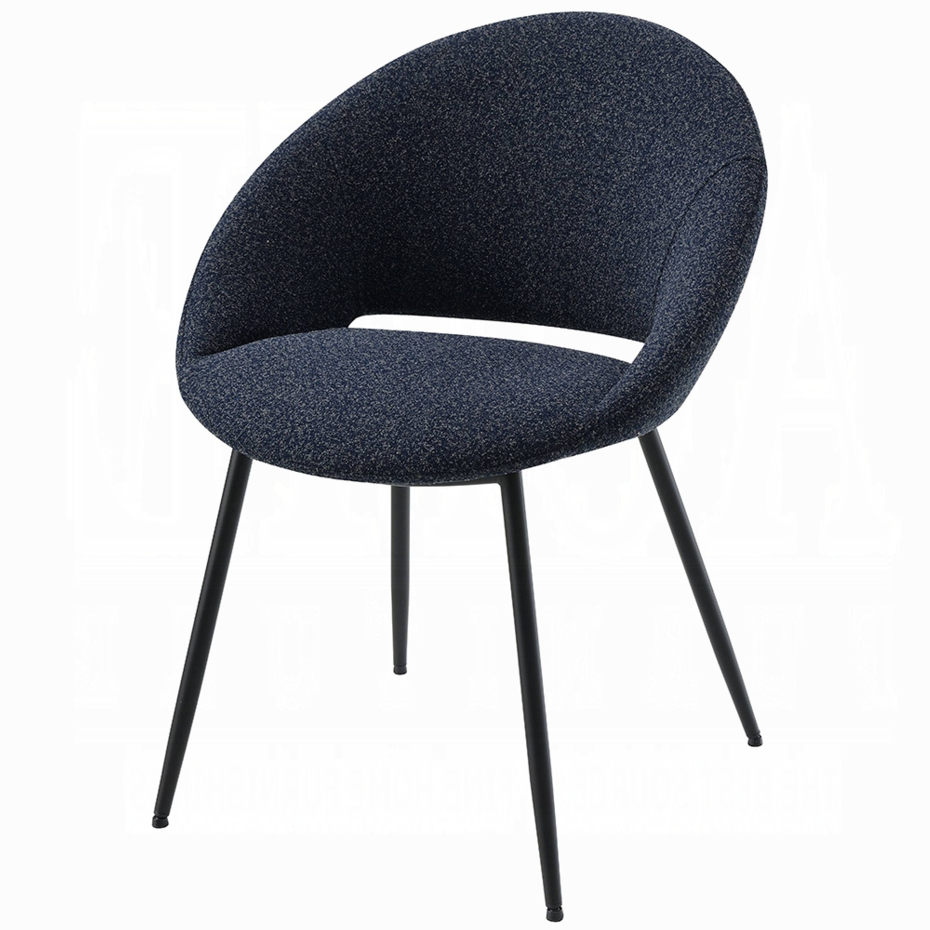 Alt View 2. Manhattan Lane - Laus Side Dining Chair Set of 2, Black Boucle, Sleek Black Metal Frame - Black, Black.