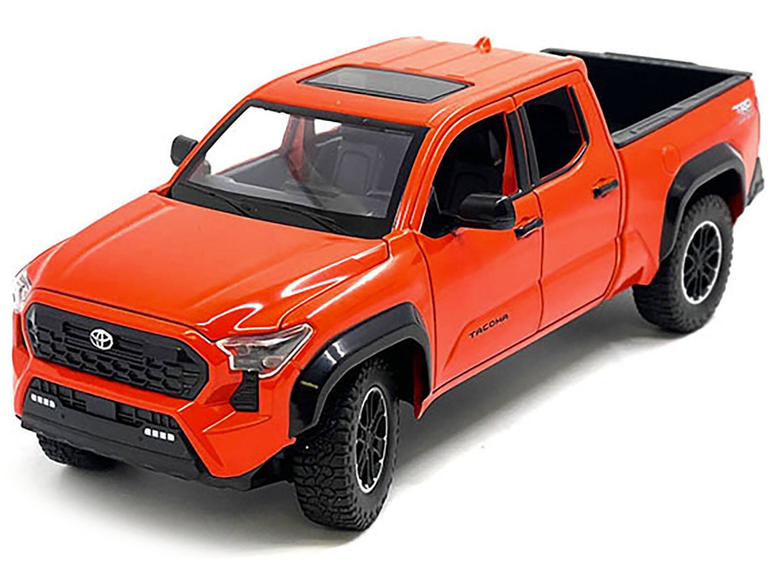 Alt View 1. Mijo Exclusives - 2024 Toyota Tacoma TRD Off-Road Edition Pickup Truck Octane Orange with Bed Camper 1/24 Diecast Model Car.