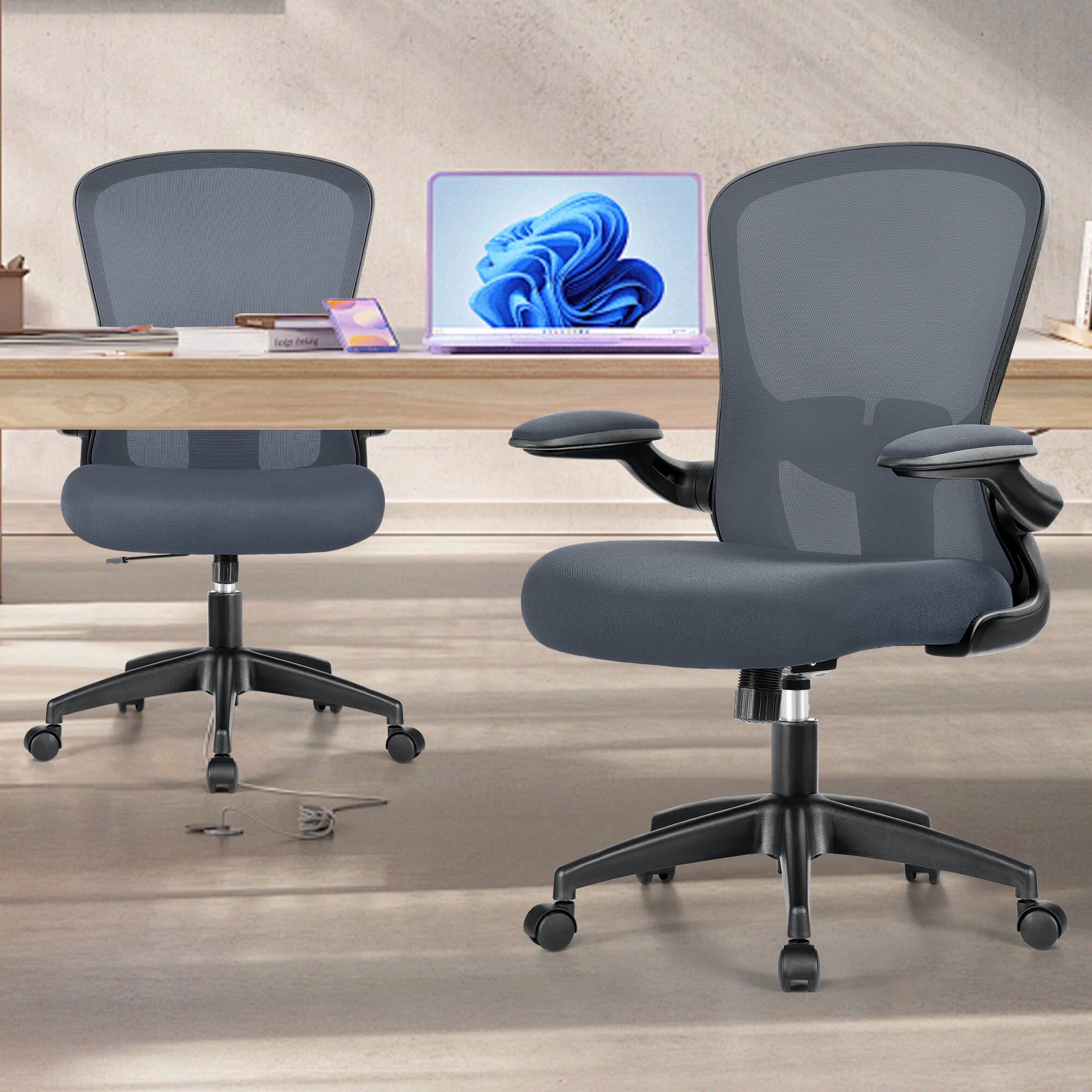 Alt View 6. Brick Attic - Office Desk Chairs, Ergonomic Swivel PC Desk Chair with Wheels Mesh Backrest, Adjustable Lumbar Support and Height - Dark Grey.