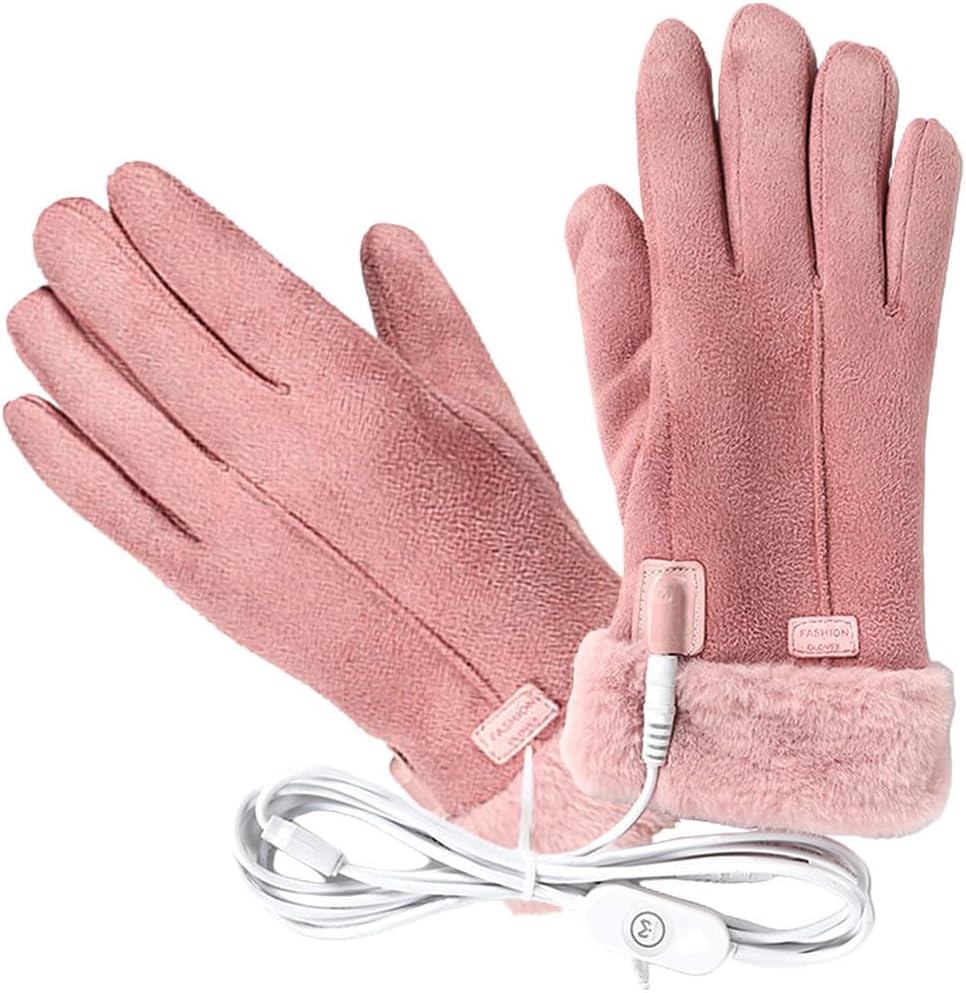 Cozy Serene - USB Heated Gloves for Women: USB Hand Warmer Gloves Winter Warm Heated, Pink Heating for Outdoor Walking - default