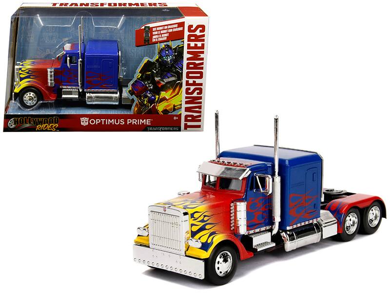 Optimus Prime Truck with Robot on Chassis from "Transformers" Movie "Hollywood Rides" Series Diecast Model by Jada - Multi