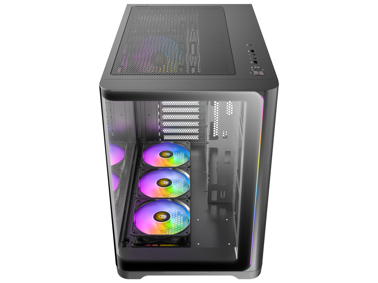 Alt View 6. Antec - C5 Curve ARGB, 4 x 120mm ARGB PWM Fans Included, Curved Tempered Glass Front & Side Panels, Mid-Tower ATX PC Case - Black.