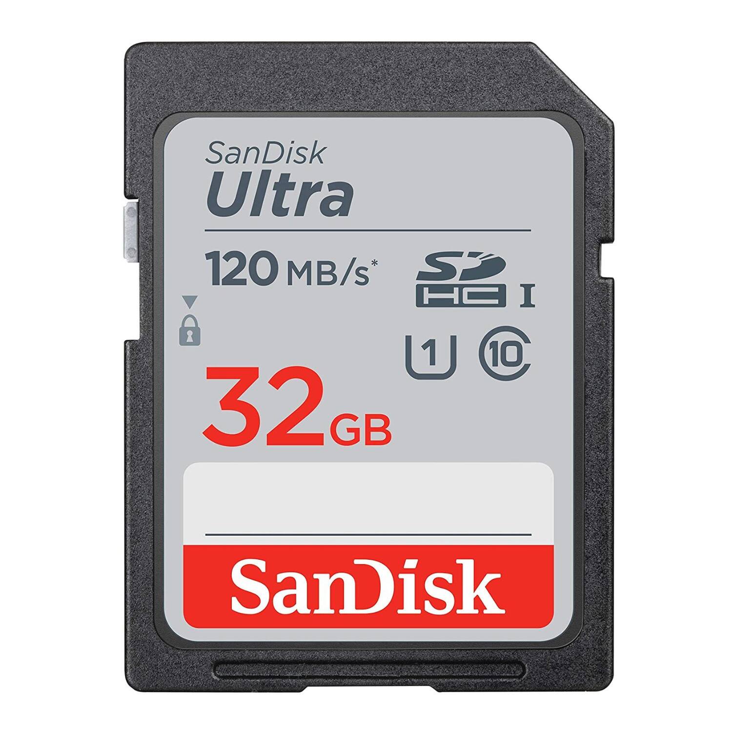 SanDisk Ultra  
120 MB/s*  
SDHC I  
32 GB  
UHS-I  
10  
SanDisk