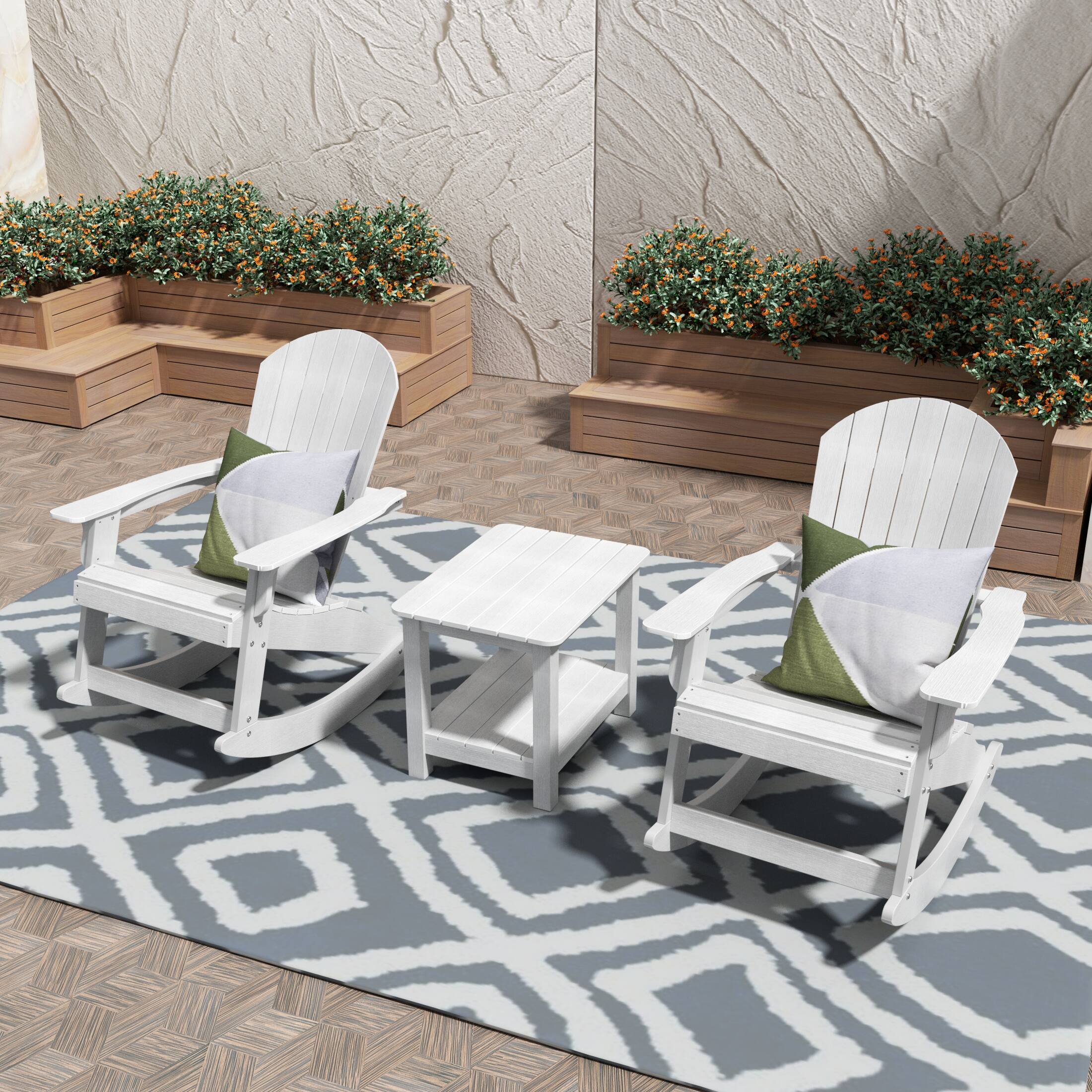 WestinTrends Tuscany 3 Piece HIPS Outdoor Rocking Adirondack Chair With ...