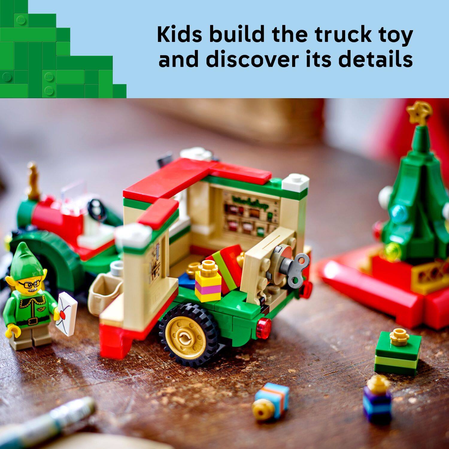 Kids build the truck toy and discover its details