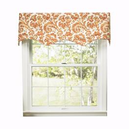 Ellis Curtain - Boxtree Scallop 3" Rod Pocket Valance for Windows 50" x 16" - Orange
