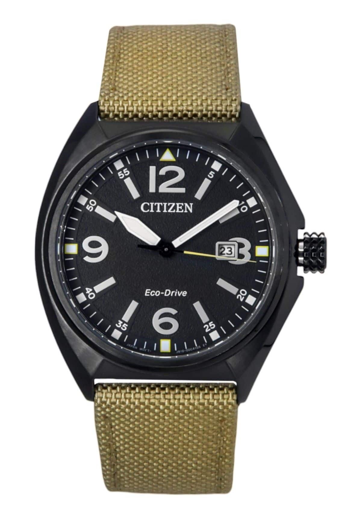 Citizen - Eco-Drive Green Nylon Strap Dial AW1575-08E 100M Men's Watch - Black