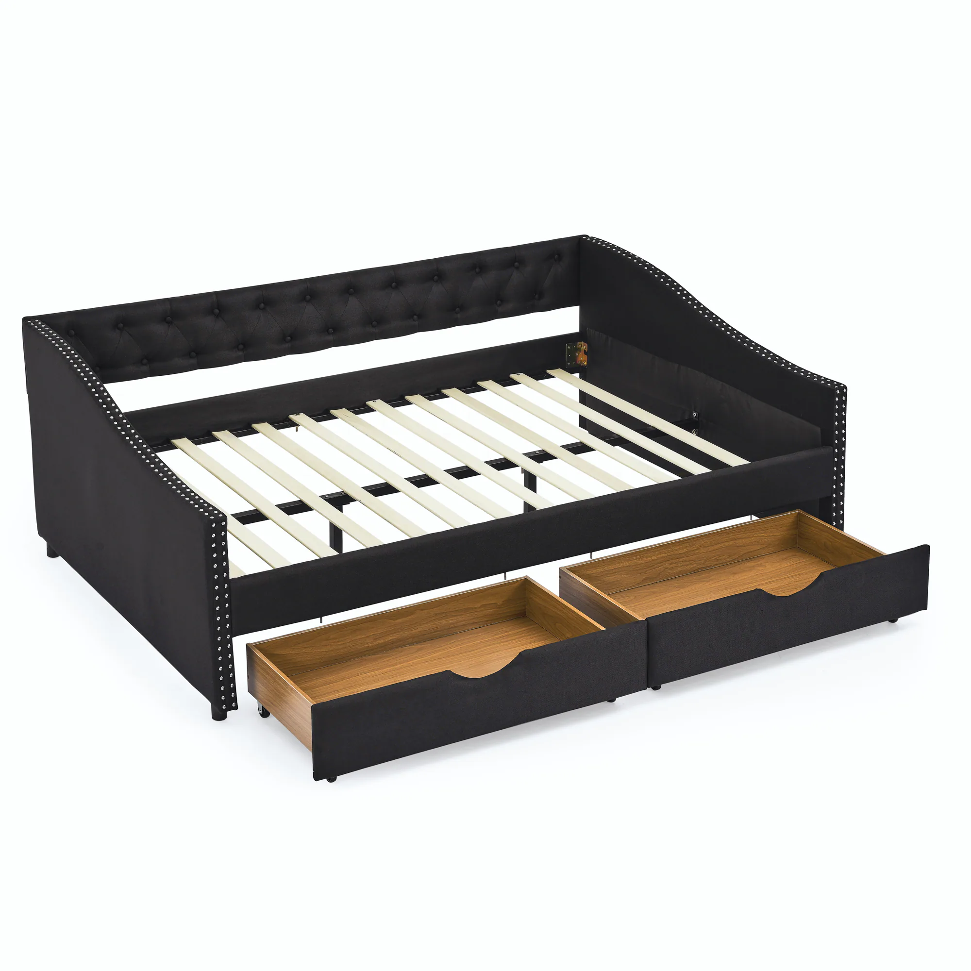 Alt View 4. Tiramisubest - Full Size Daybed with Drawers Upholstered Tufted Sofa Bed, (80.5''x55.5''x27.5'') - Black.