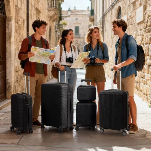 Alt View 7. Winado - 12"/16"/20"/24"/28" Carry on 5 Piece PP Hardside Luggage Suitcase Set with Built-in Lock Spinner Wheels Travel Business - Black.