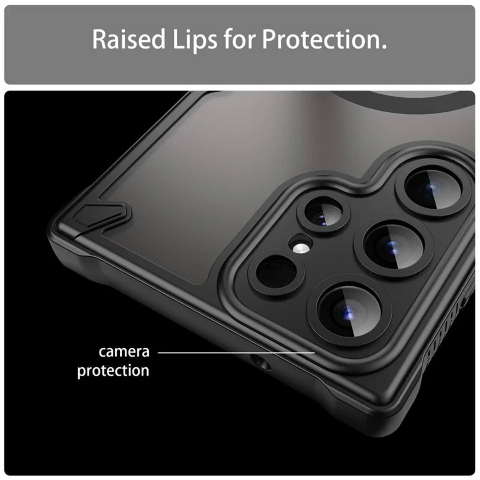 Raised Lips for Protection.  
camera protection