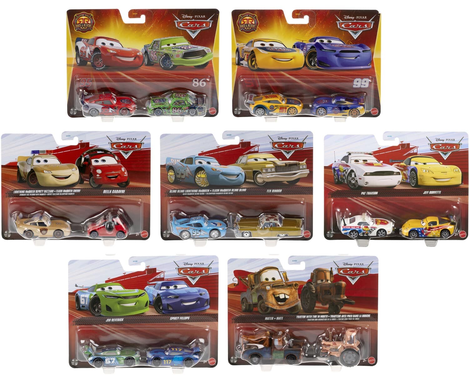 Mattel - Disney/PIXAR Cars Character Cars 2-Pack 12-Piece E Assortment - COLLECTIBLES - Multicolor
