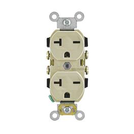 Leviton - 20 amps 250 V Duplex Outlet 6-20R 1 pk - Ivory