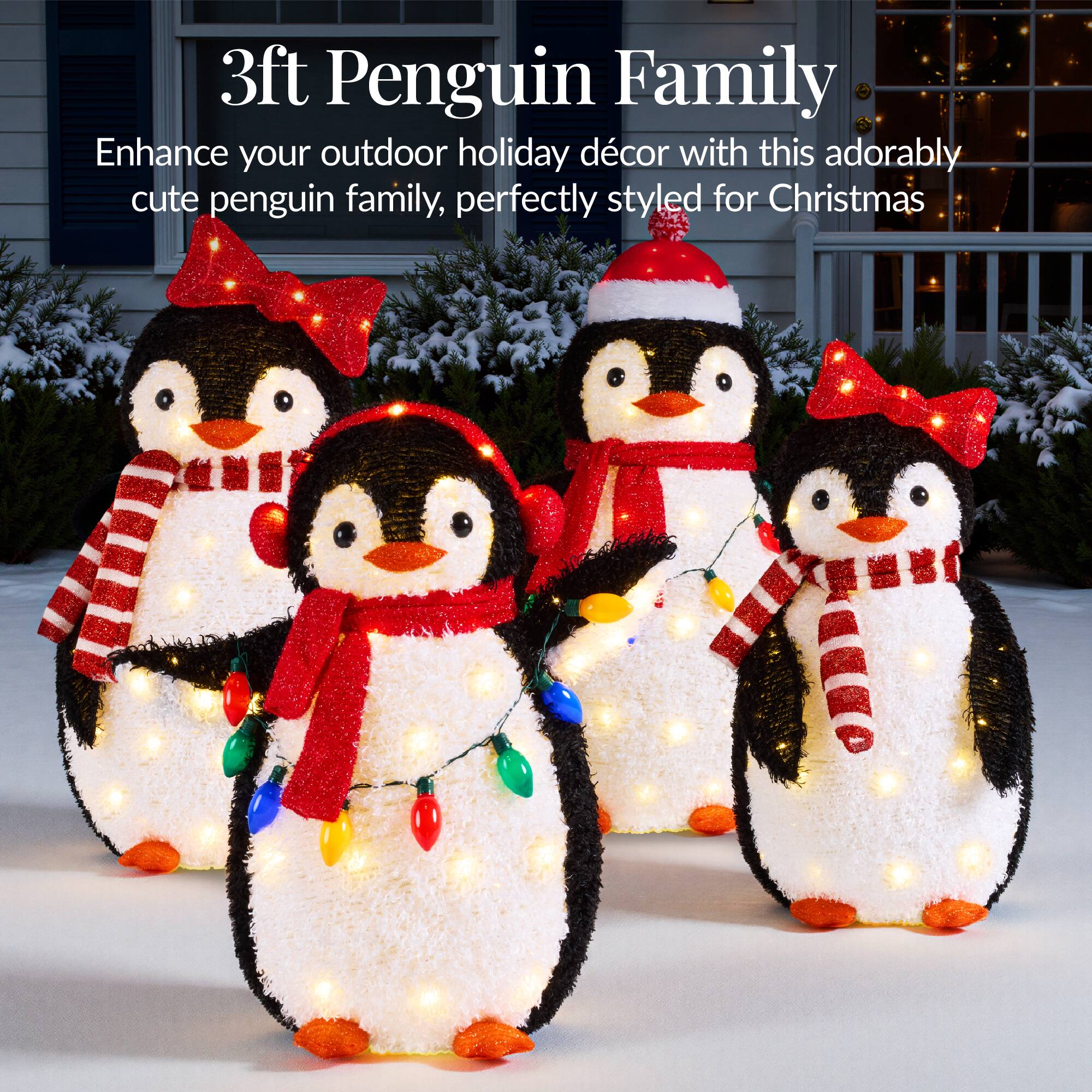 3ft Penguin Family

Enhance your outdoor holiday decor with this adorably cute penguin family, perfectly styled for Christmas.