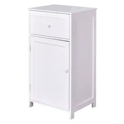 Front. Hivvago - White Wood Bathroom Storage Floor Cabinet with Water Resistant Finish - White.