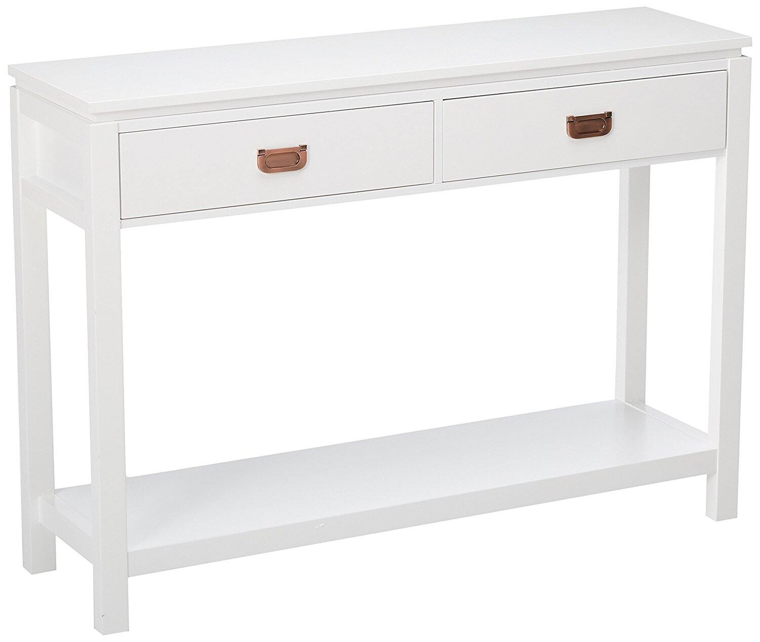Angle. Kings Brand Furniture - Kings Brand Furniture Wood Occasional Entryway Console Sofa Table With Storage Shelf / 2 Drawers - White.