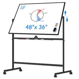 maxtek - Rolling Bulletin Boards 48x36 inches in Double-Sided Mobile Whiteboards & Presentation Supplies Dry Erase Board - Black