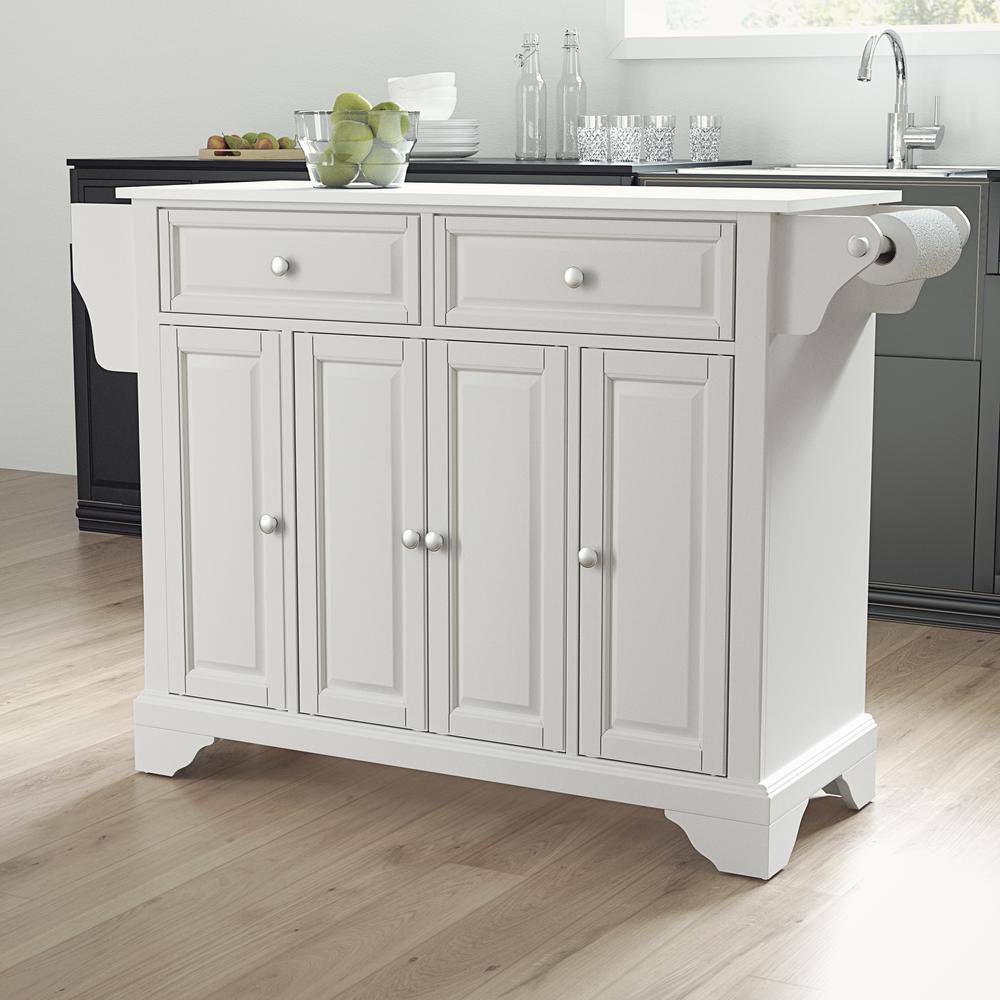 Alt View 4. Crosley Furniture - Lafayette Stone Top Full Size Kitchen Island/Cart - White.