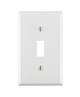 Leviton - 1-Gang Toggle Switch Wallplate, Thermoplastic Nylon, Standard Size, Device Mount, Model 80701-W - White