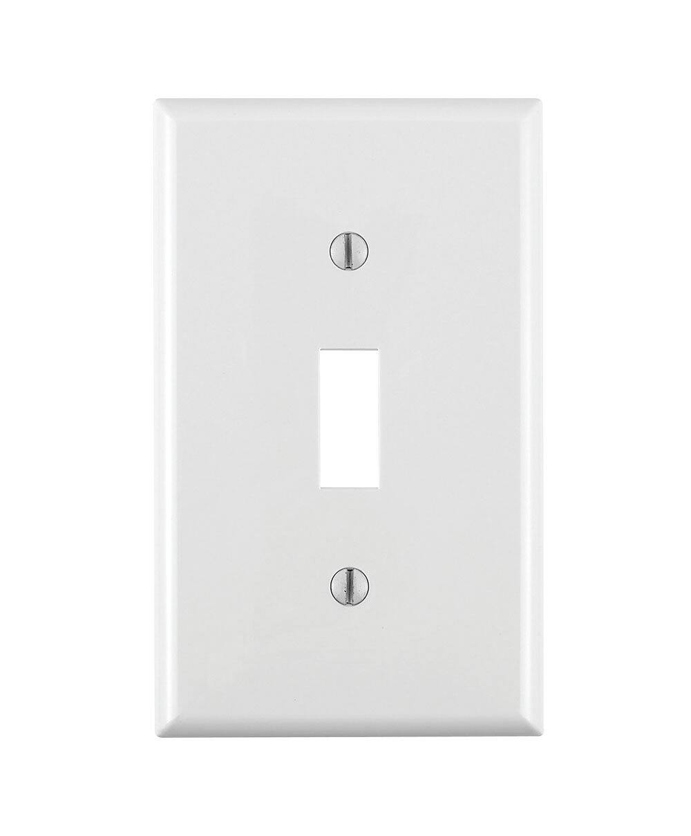 Front. Leviton - Leviton White 1 gang Thermoplastic Nylon Toggle Wall Plate 1 pk (Case of 20) - White.
