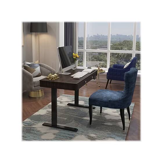 Alt View 2. FlexiSpot - Classic Style Electric Height Adjustable Standing Desk, Sit-Stand Home Office Computer Desk - Brown.