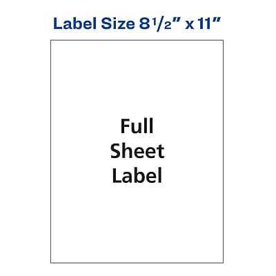 Label Size 8½" x 11"  
Full Sheet Label