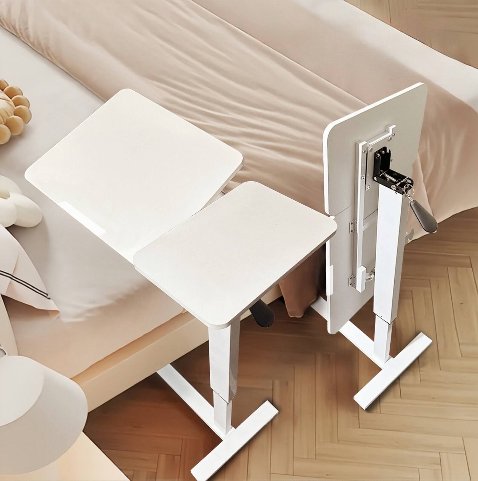 Alt View 10. Ecooso - Folding Adjustable Over Bed Table with Wheels and Height Customization for Reading, Working, or Dining - White.