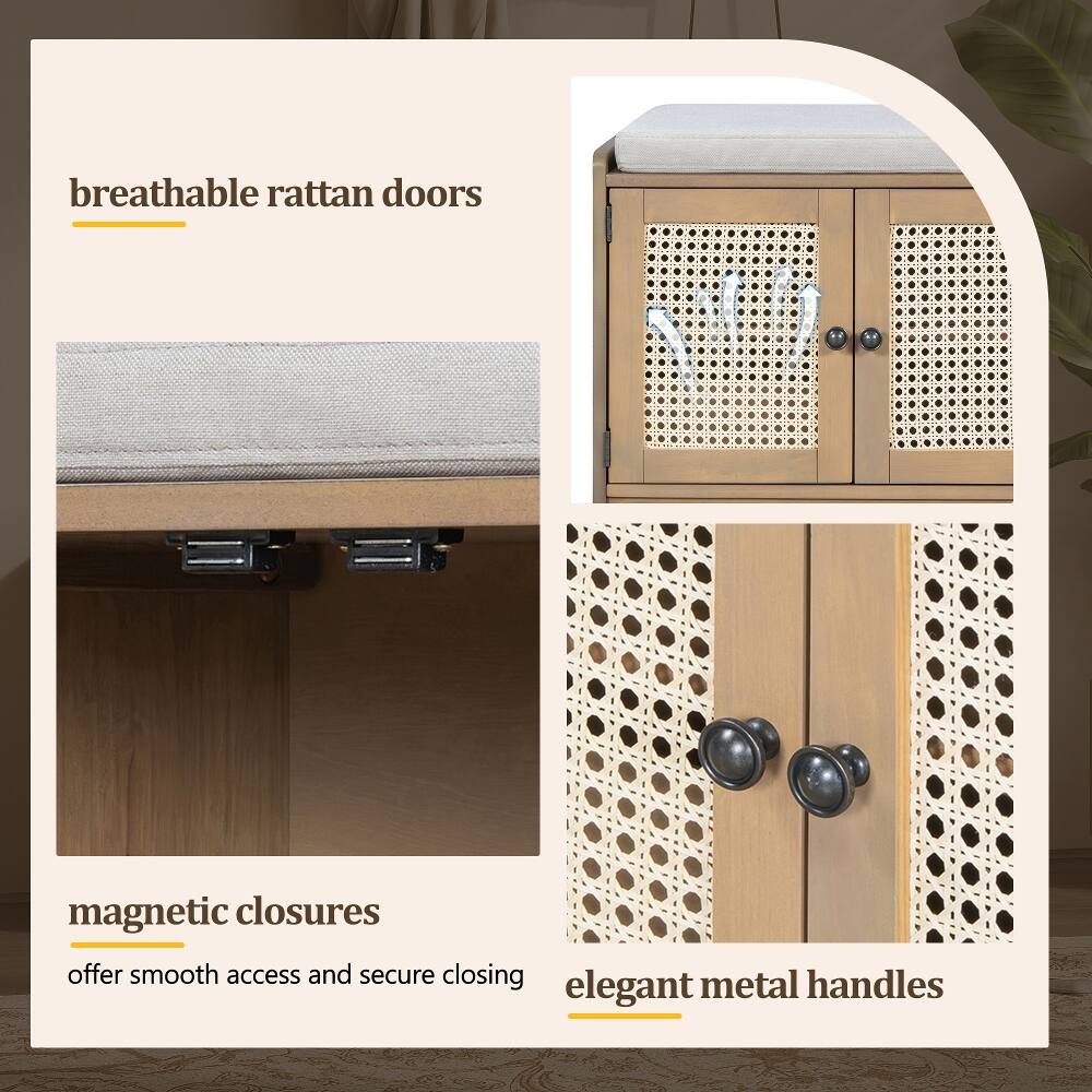 breathable rattan doors

magnetic closures offer smooth access and secure closing

elegant metal handles