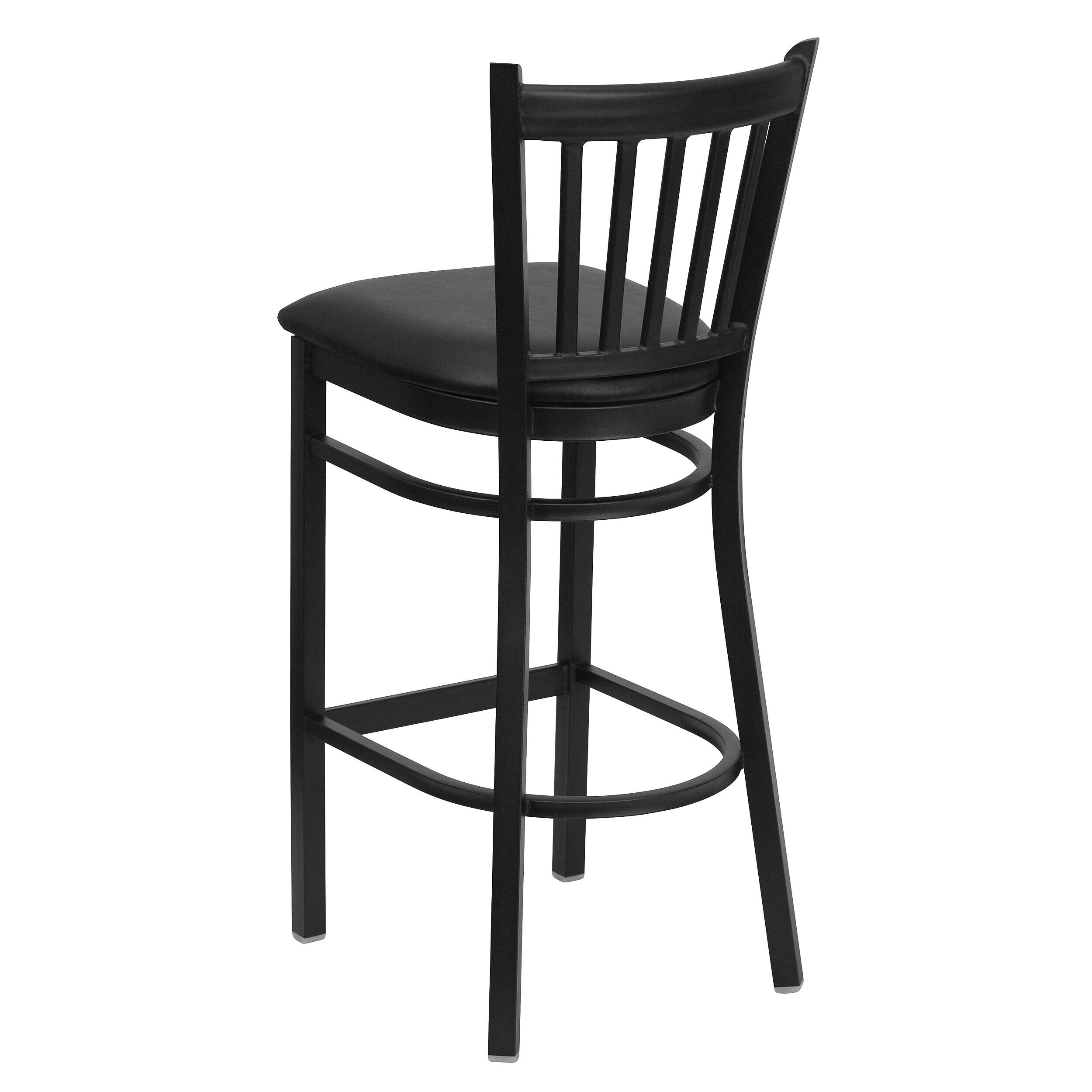 Alt View 4. Flash Furniture - HERCULES Series Traditional Metal Vertical Back Restaurant Barstool, 2-Pieces/Pack (2XUDG6R6BVTBKV) - Black Vinyl Seat/Black Metal Frame.