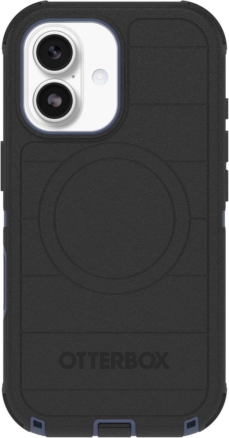 Left. OtterBox - OtterBox - Defender Series Pro Hard Shell for Apple iPhone 17 - Black Shadow (Black & Blue).