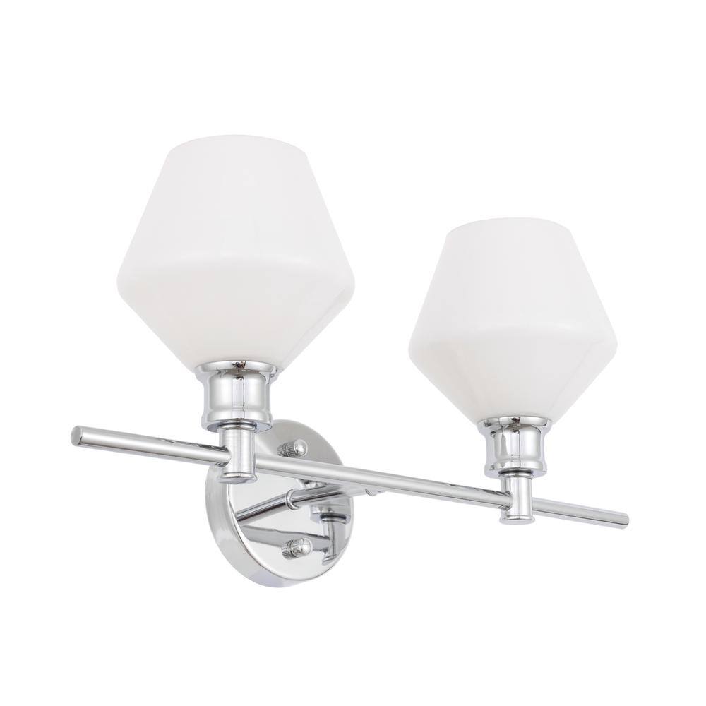 Alt View 3. Living District - Gene 2 light Chrome and Frosted white glass Wall sconce - Chrome And Frosted White Glass.