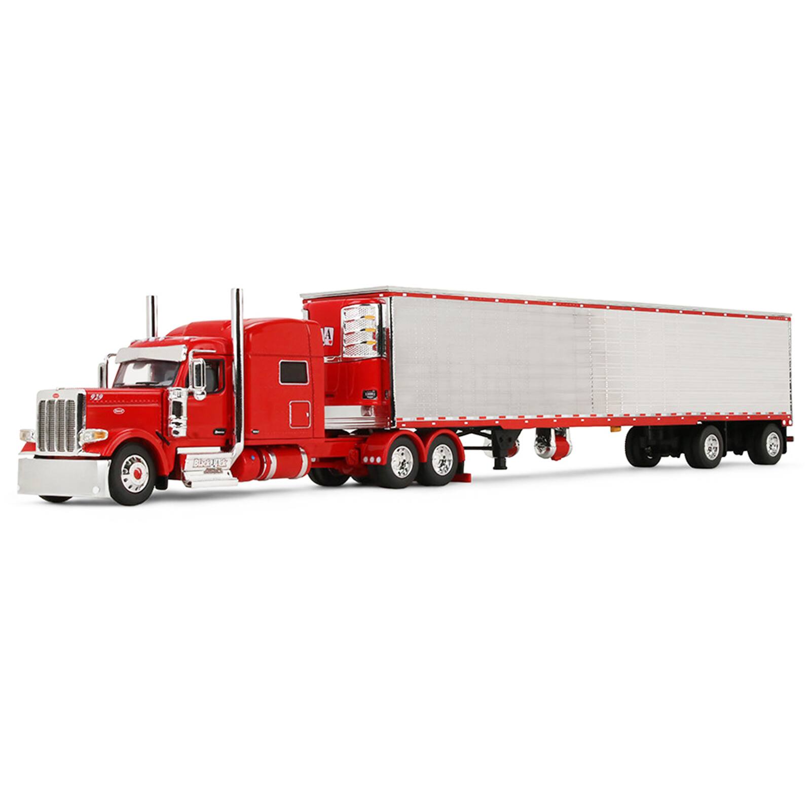 Alt View 1. First Gear - Peterbilt 589 with 78" Mid-Roof Sleeper and 53' Trailer w/ Reefer Red 1/64 Diecast Model by DCP/First Gear.