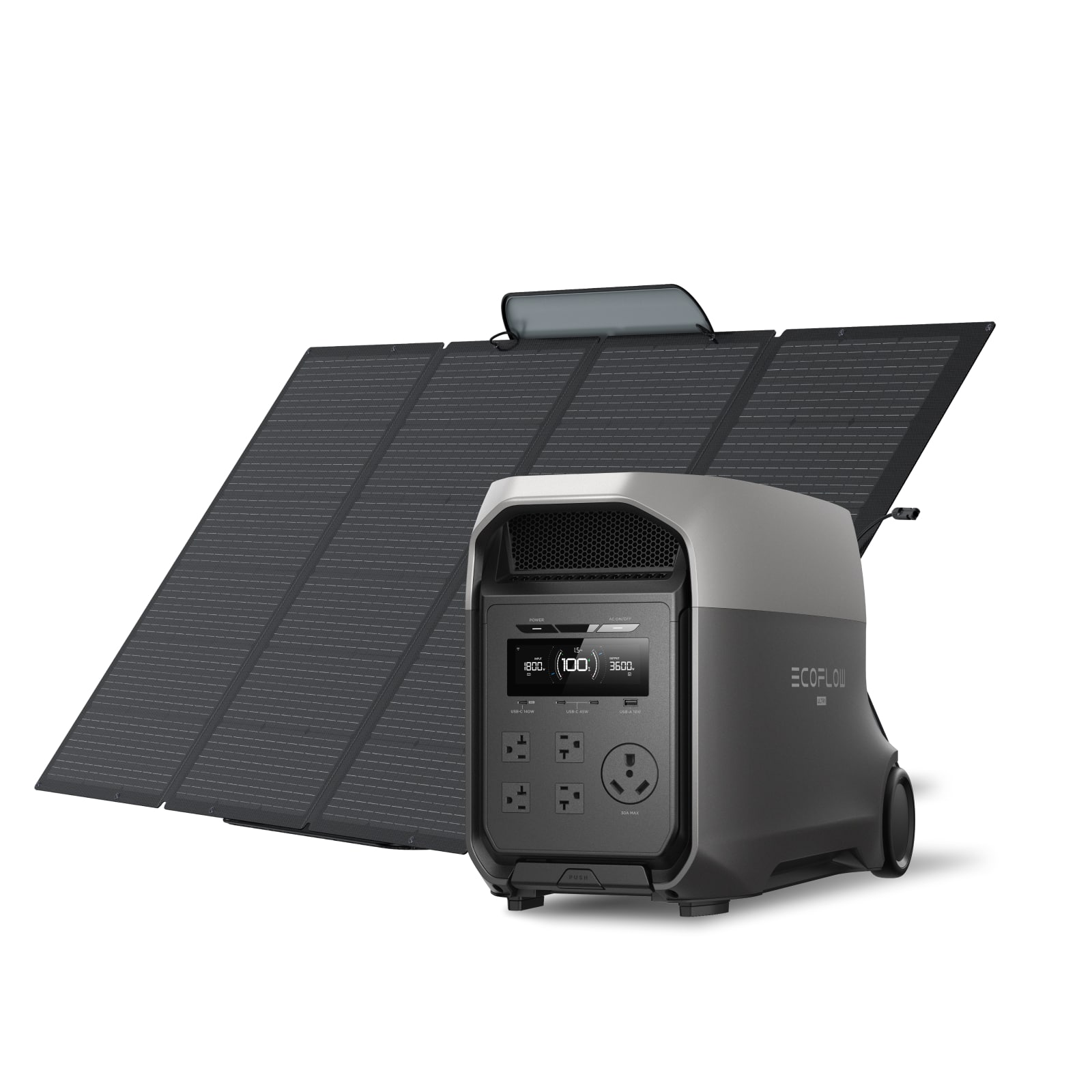 Bundle - EcoFlow - DELTA 3 Ultra Portable Power Station with 400W Solar Panel,3600W AC Output,Solar Generator for Home Use,Emergency - Light Gray