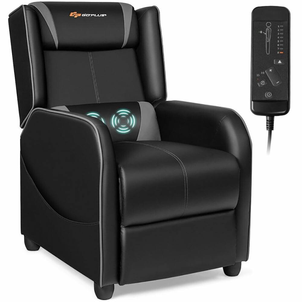 Back. Kadyn - Recliner Chair, Reclining Chair,Lounge Chair,Home Massage Gaming Recliner Chair-Gray - Gray.