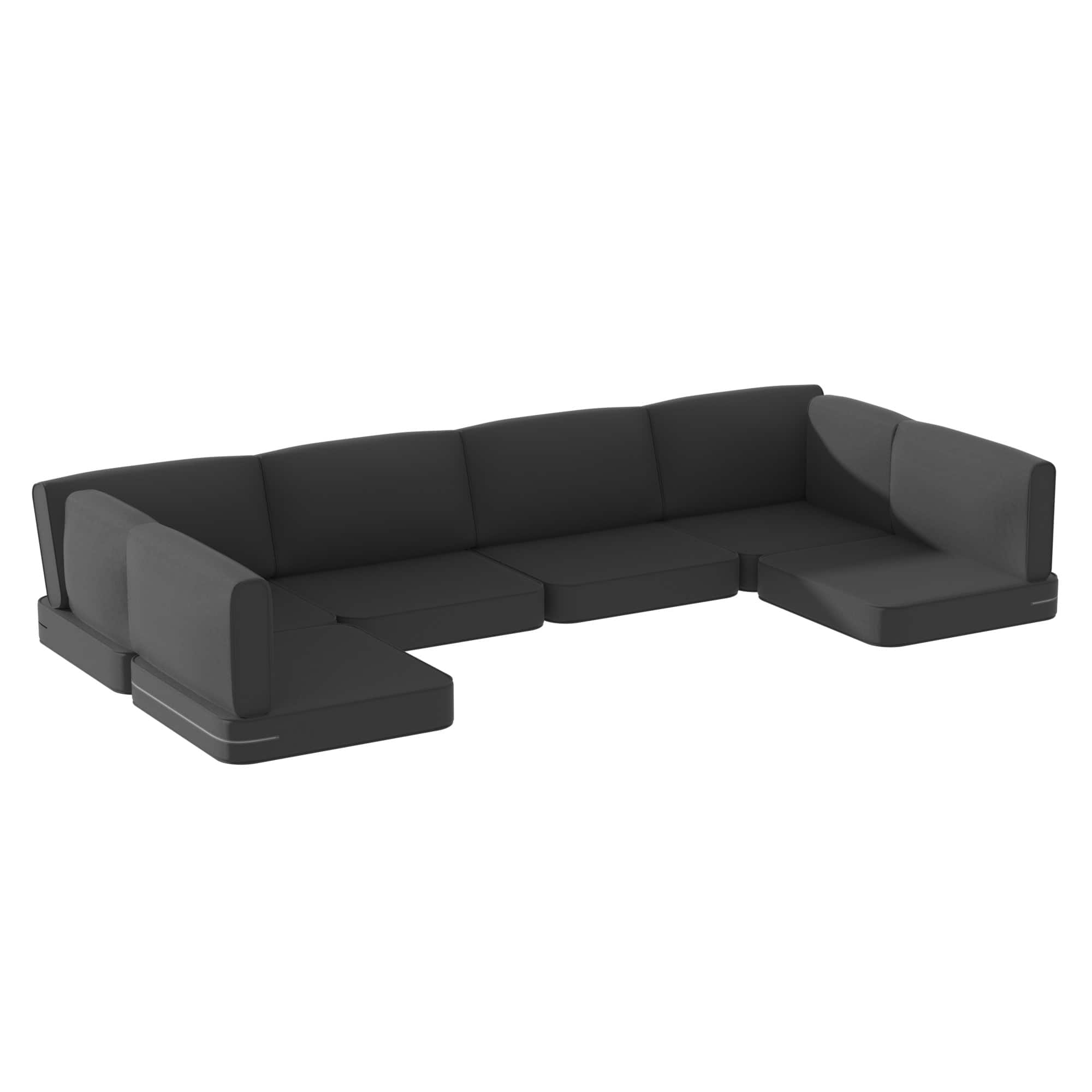 RYHNUYNE - 14-Piece Outdoor Patio Sofa Cushions, Seat Cushion with Zipper, Water-Resistant Patio Furniture Cushion - Dark Gray