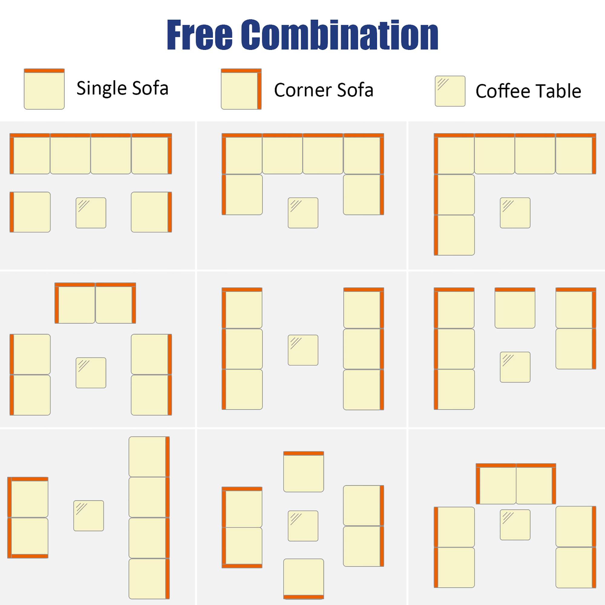 Free Combination: Single Sofa, Corner Sofa, Coffee Table