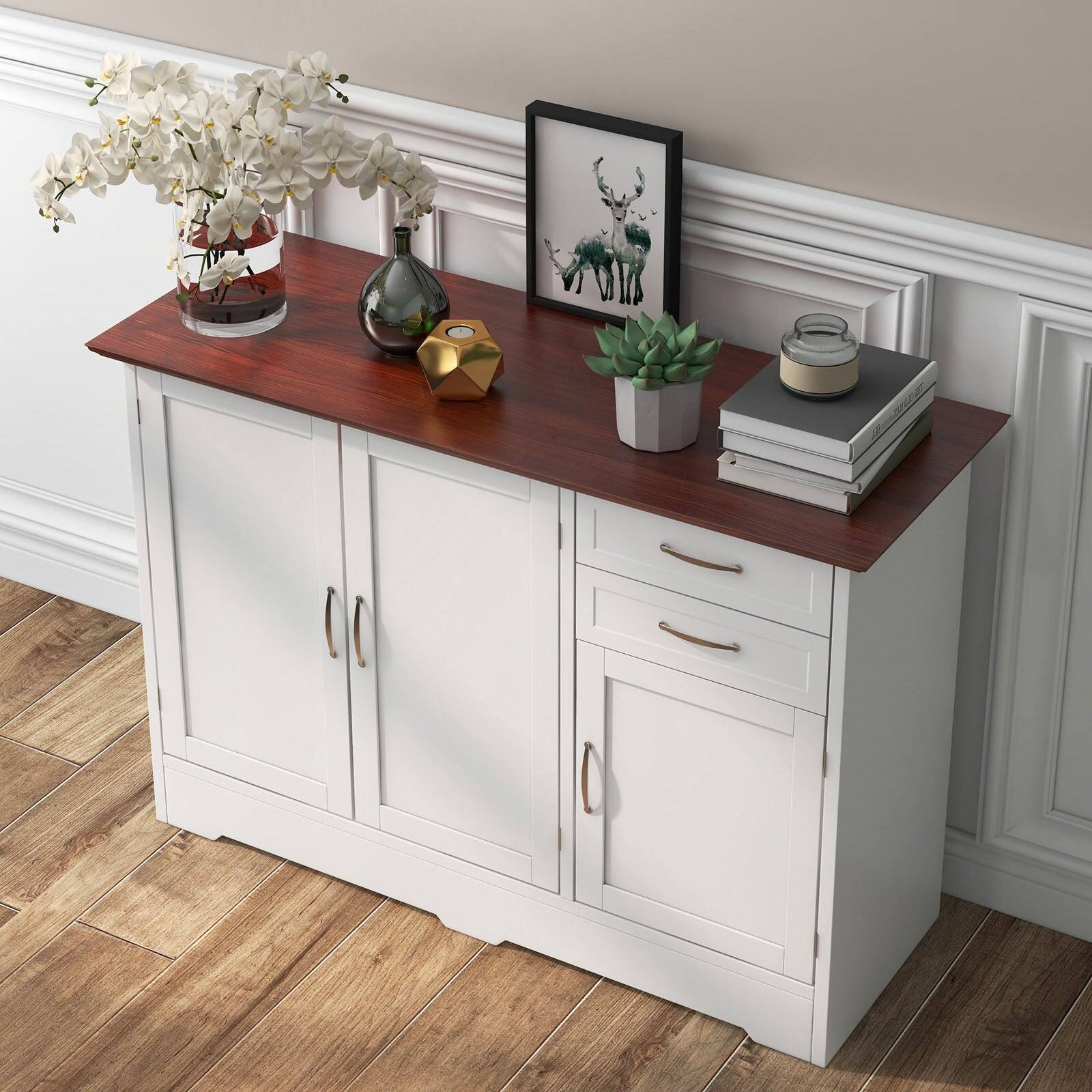 Alt View 1. Boyel Living - White Buffet Server Storage Cabinet with 2-Door Cabinet and 2 Drawers - White.