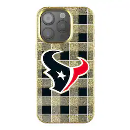 Keyscaper - NFL - Houston Texans - Plaid Bling iPhone Case - 15 - Gold