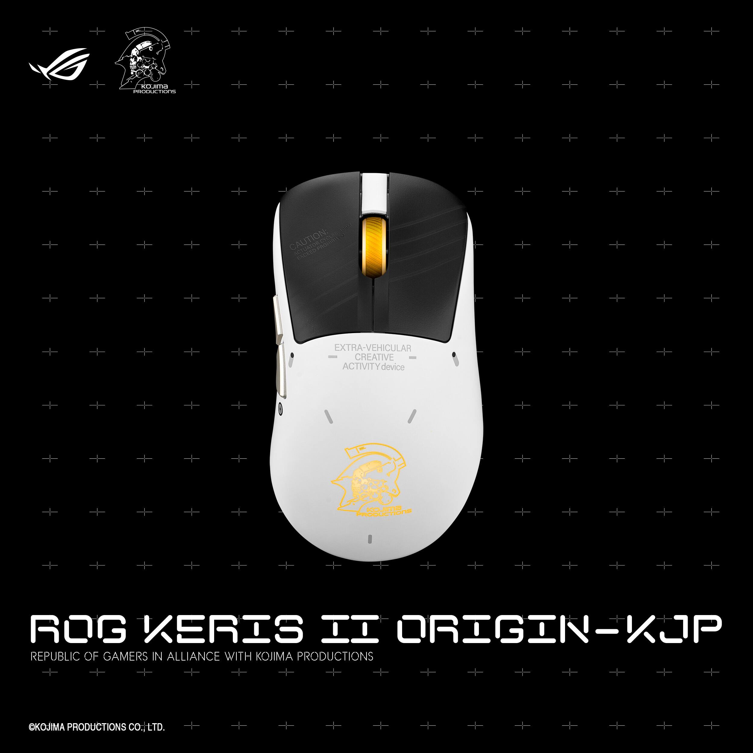 KOAU PRRAETES CAUTION. EXTRA-VEHICULAR CREATIVE I ACTIVITY device COL ROG KERIS II ORIGIN-KJP REPUBLIC OF GAMERS IN ALLIANCE WITH KOJIMA PRODUCTIONS CKOJIMA PRODUCTIONS co. LTD.