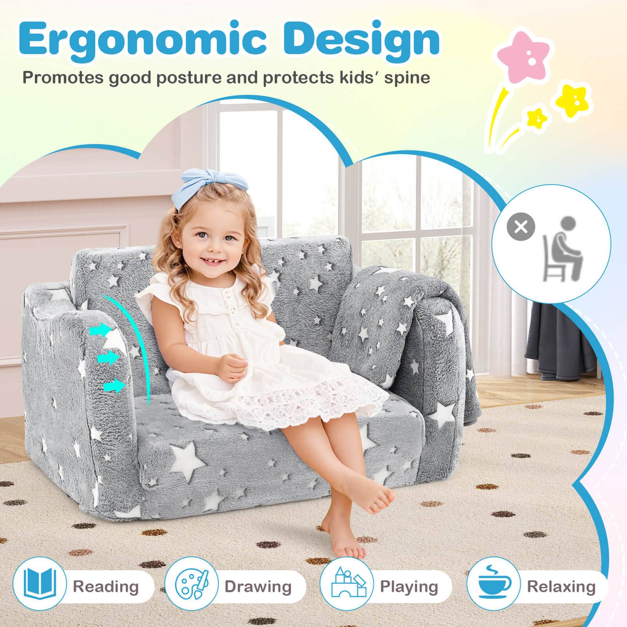 Ergonomic Design  
Promotes good posture and protects kids' spine  

- Reading  
- Drawing  
- Playing  
- Relaxing