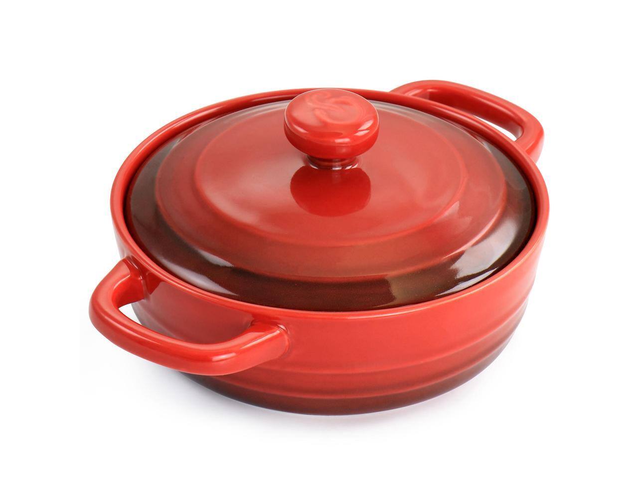 Alt View 1. Crockpot - Crockpot Appleton 6 Piece 10 Ounce Stoneware Mini Casserole Set in Red with Lid - Red.