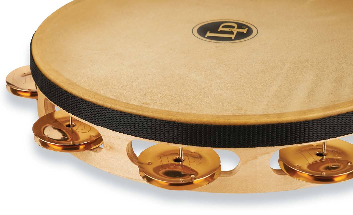 Left. Latin Percussion - Pro 10 Single Row Tambourine, Bronze.