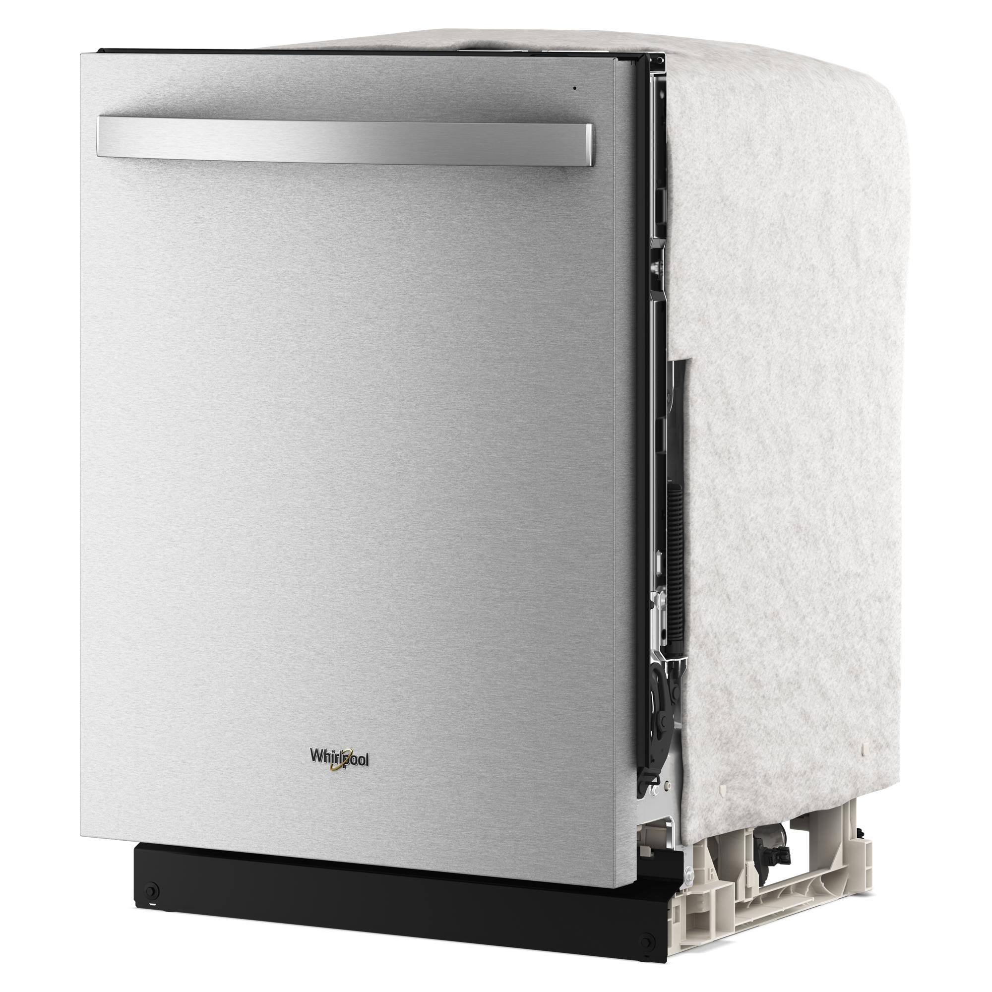 Left. Whirlpool - 24" Top Control Built-In Dishwasher with Total Coverage Wash and Auto Open Air Dry - Fingerprint Resistant Stainless Steel.