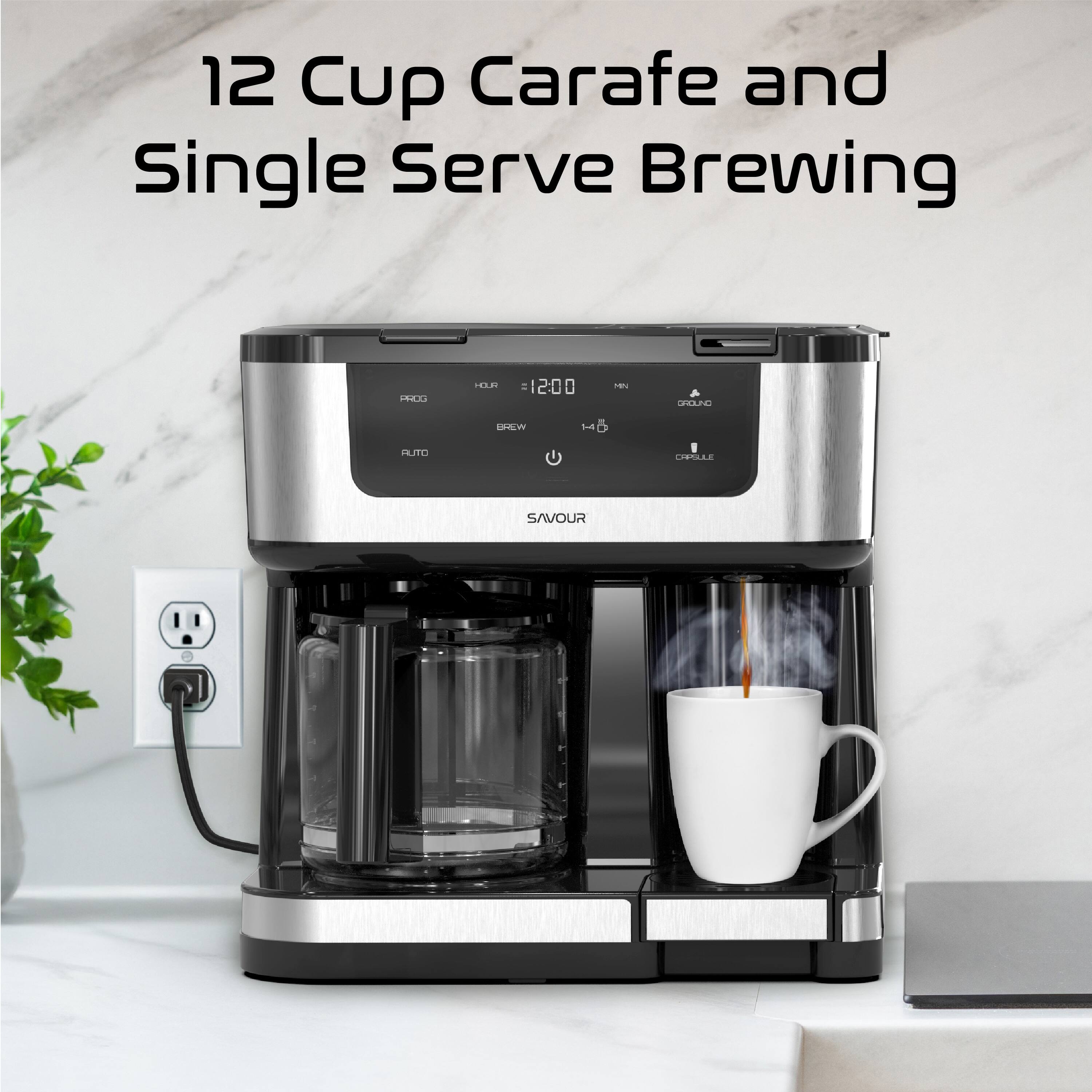 12 Cup Carafe and Single Serve Brewing