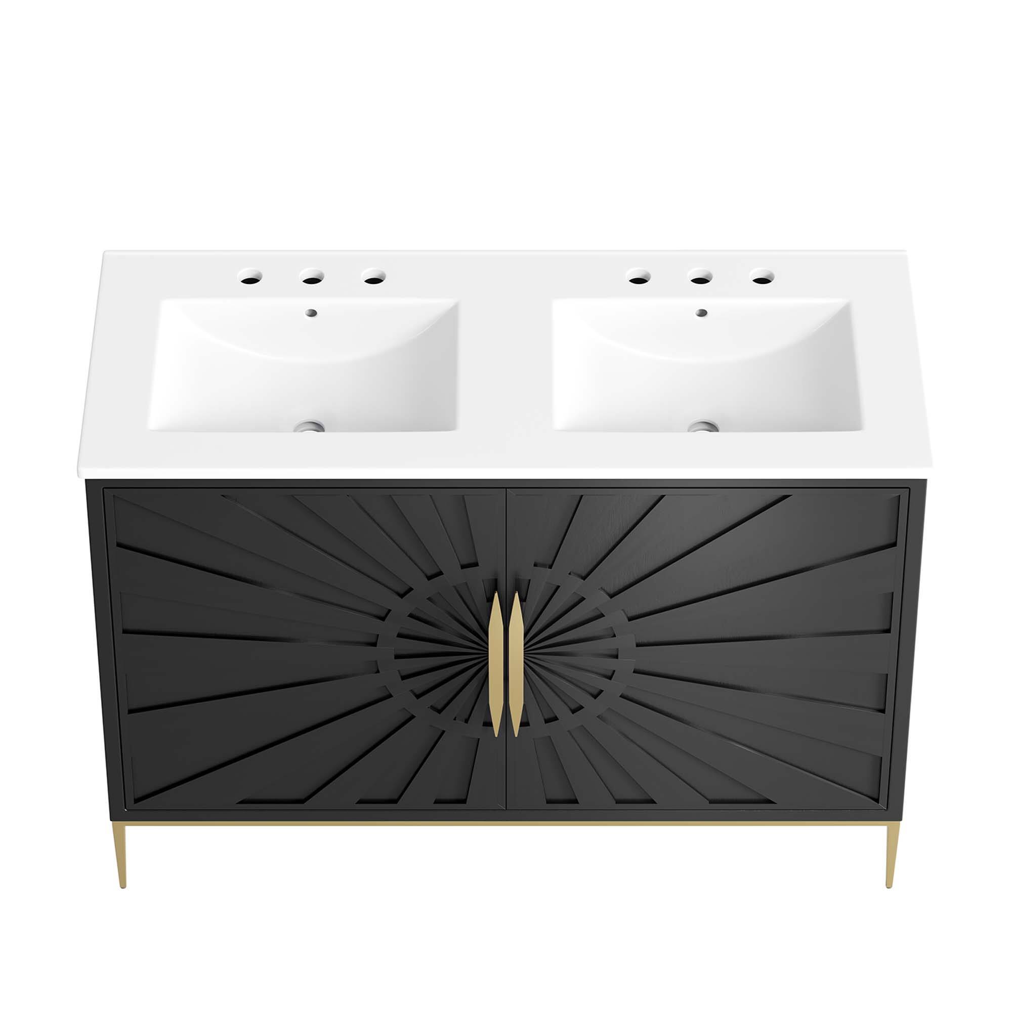 Alt View 4. Modway - Awaken Bathroom Vanity Basin Included by Modway - White Black.